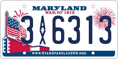 MD license plate 3AX6313