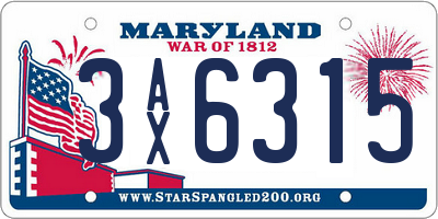 MD license plate 3AX6315