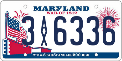 MD license plate 3AX6336