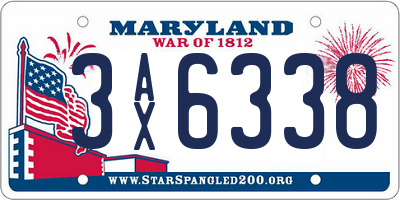 MD license plate 3AX6338
