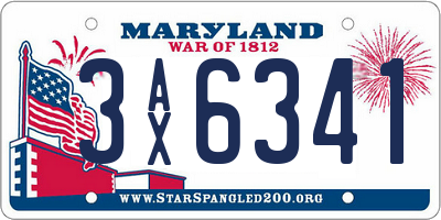 MD license plate 3AX6341