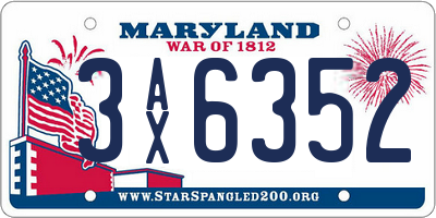 MD license plate 3AX6352