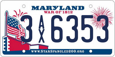 MD license plate 3AX6353