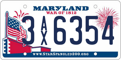 MD license plate 3AX6354