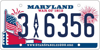 MD license plate 3AX6356