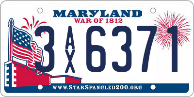MD license plate 3AX6371
