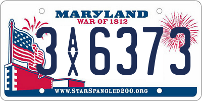 MD license plate 3AX6373