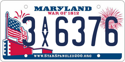 MD license plate 3AX6376