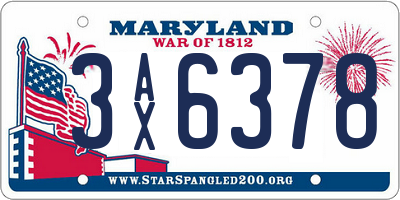 MD license plate 3AX6378