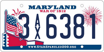 MD license plate 3AX6381