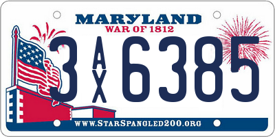 MD license plate 3AX6385