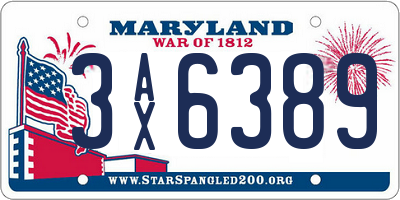MD license plate 3AX6389