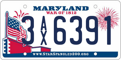 MD license plate 3AX6391
