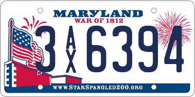 MD license plate 3AX6394