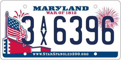 MD license plate 3AX6396