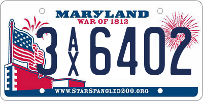 MD license plate 3AX6402