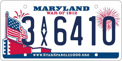 MD license plate 3AX6410