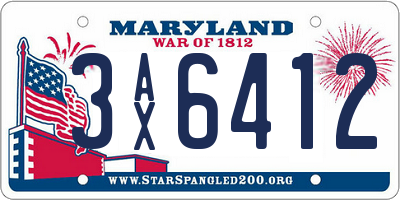MD license plate 3AX6412
