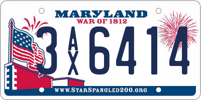 MD license plate 3AX6414