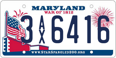 MD license plate 3AX6416