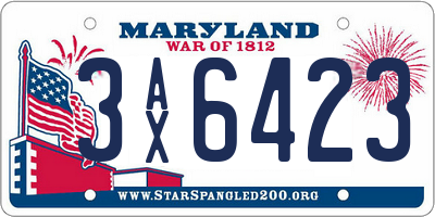 MD license plate 3AX6423