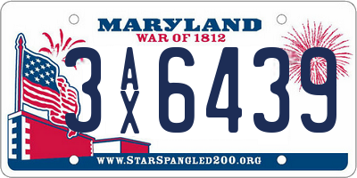 MD license plate 3AX6439