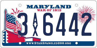 MD license plate 3AX6442