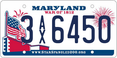 MD license plate 3AX6450