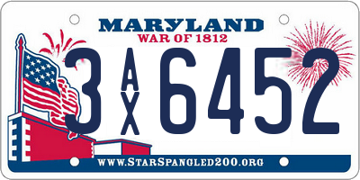 MD license plate 3AX6452