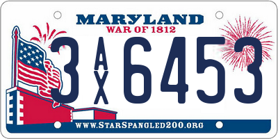 MD license plate 3AX6453