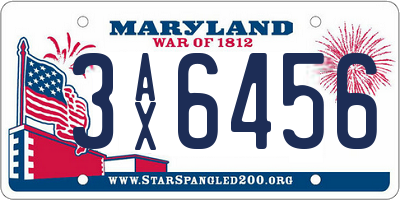 MD license plate 3AX6456