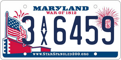 MD license plate 3AX6459