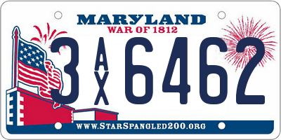 MD license plate 3AX6462
