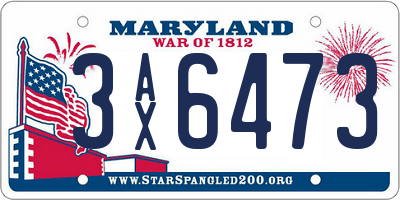 MD license plate 3AX6473