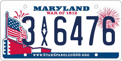 MD license plate 3AX6476