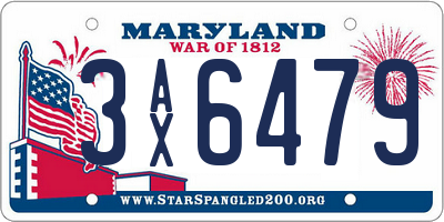 MD license plate 3AX6479