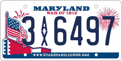MD license plate 3AX6497