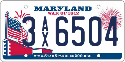 MD license plate 3AX6504