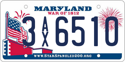 MD license plate 3AX6510