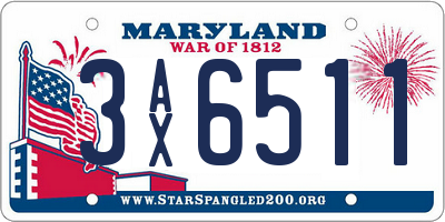 MD license plate 3AX6511
