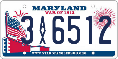 MD license plate 3AX6512