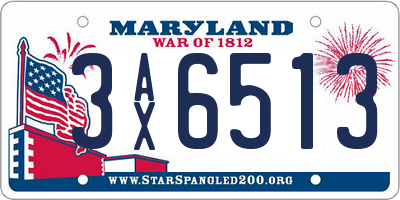MD license plate 3AX6513