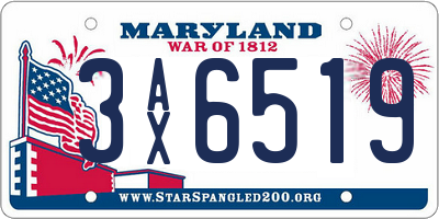 MD license plate 3AX6519