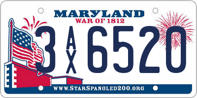 MD license plate 3AX6520