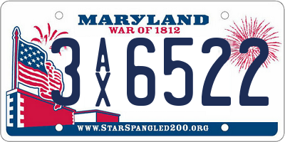 MD license plate 3AX6522