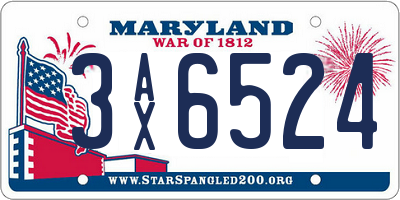 MD license plate 3AX6524
