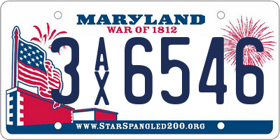 MD license plate 3AX6546
