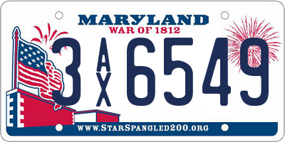 MD license plate 3AX6549