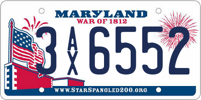 MD license plate 3AX6552