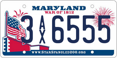 MD license plate 3AX6555